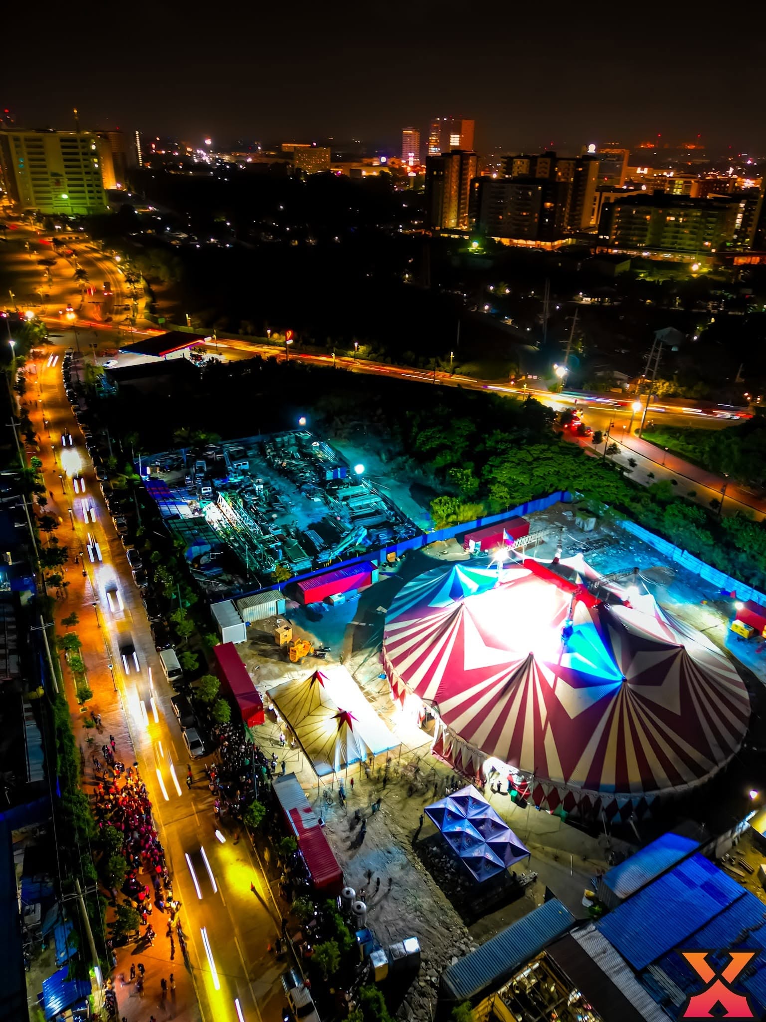 Euro Xtreme Circus big top venue in a city setting